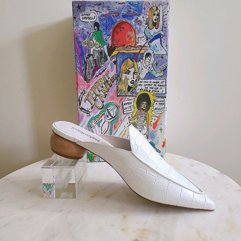 Jeffrey Campbell Vionit Mule In White Croc